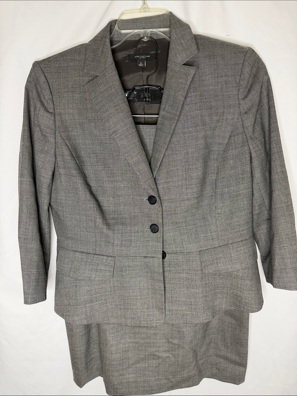 Ann Taylor Gray Women's Two-Piece Skirt Suit